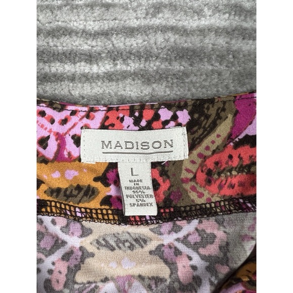 Madison Dress Womens‎ Large Multicolor V-Neck ALine Short Sleeve Polyester Blend - Picture 10 of 11